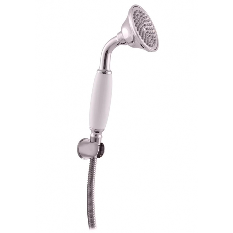 Set de douche complet RETRO avec flexible de 150 cm et support fixe en laiton chromé