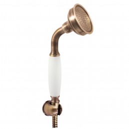 Set de douche complet RETRO avec flexible de 150 cm et support fixe en laiton bronze