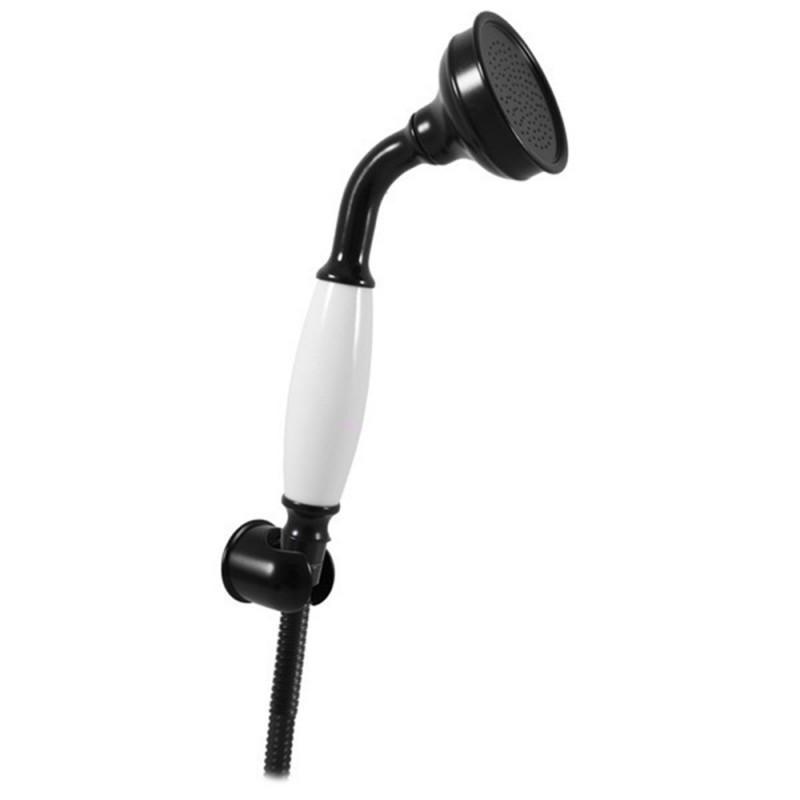 Set de douche complet RETRO avec flexible de 150 cm et support fixe en laiton noir