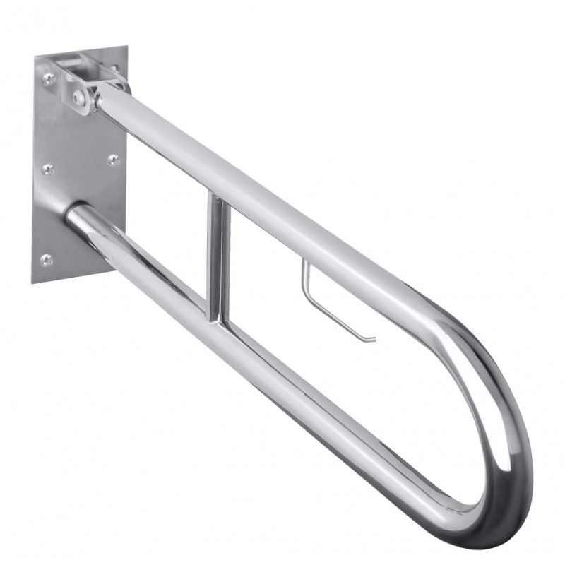 Barre d'appui U HELP 813 acier brossé et supp. papier toilette 82,9 cm