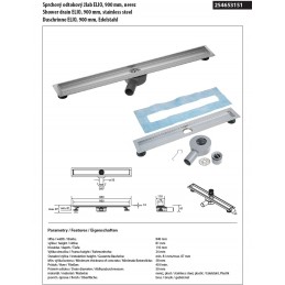 Caniveau de douche ELIO 90 cm en acier inoxydable
