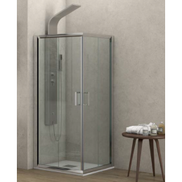 Cabine de douche carrée NEW FLORA 100 80x80 x170 cm profilé chromé