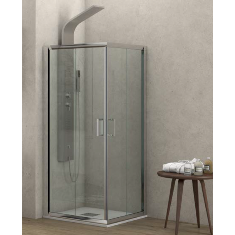 Cabine de douche carrée NEW FLORA 100 80x80 x170 cm profilé chromé