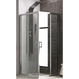 Cabine de douche carrée NEW FLORA 100 80x80 x170 cm profilé chromé