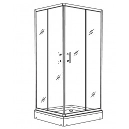 Cabine de douche carrée NEW FLORA 100 80x80 x170 cm profilé chromé