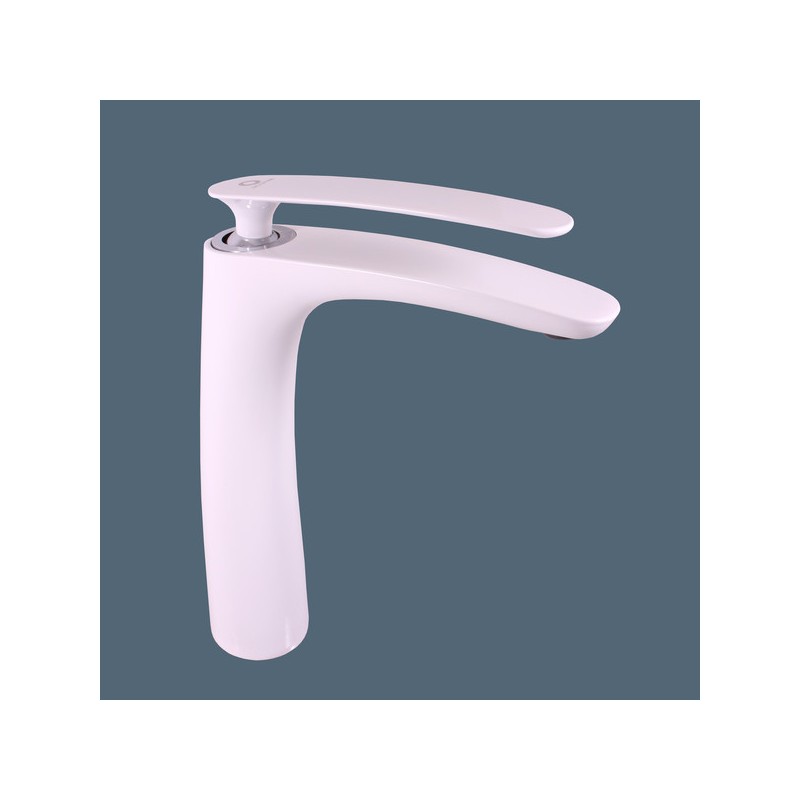 Mitigeur lavabo haut TIGRIS laiton blanc sans siphon H. 26cm