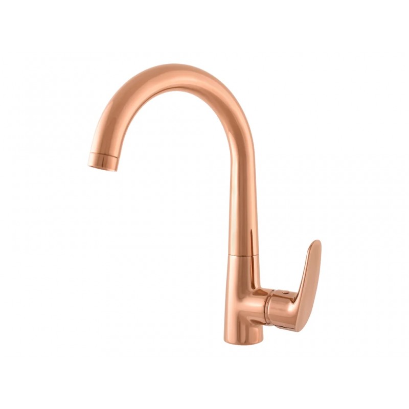 Mitigeur évier haut pivotant AMUR en laiton rose gold poli