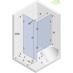 Porte pivotante et écran de baignoire RIHO SCANDIC S208 90x90x200 cm en verre clair