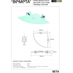 Etagère triangulaire de coin BETA en verre 25,5cm x 23,5cm x 5,5cm
