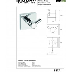 Patère double mural BETA en laiton chromé 5,5 cm x 5,5 cm x 5 cm Patère double mural BETA en laiton chromé 5,5 cm x 5,5 cm x 5 cm