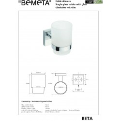 Porte-verre mural BETA avec le verre 7x9,5x10,5cm  Porte-verre mural BETA avec le verre 7x9,5x10,5cm