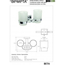 Porte verre et brosse à dents double mural BETA 19x9,5x12,5cm Porte verre et brosse à dents double mural BETA 19x9,5x12,5cm