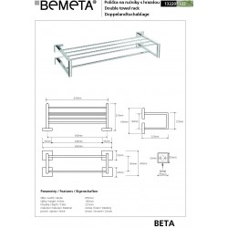 Etagère, Rack porte-serviette BETA en laiton chromé 65,5 x 16 x 22,5 cm
