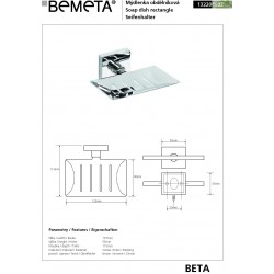 Porte-savon rectangulaire en chrome BETA 12,5cmx5,5cmx11,5cm Porte-savon rectangulaire en chrome BETA 12,5cmx5,5cmx11,5cm