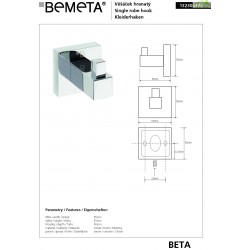 Patère carrée en chrome BETA 5,5cmx x5,5cm x 5cm