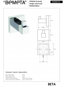 Lot de 2 patères carrées en laiton chromé BETA 5,5 x5,5 x 5 cm