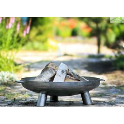 Grille en acier noir sablé sur trépied + Brasero de jardin BALI