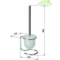 Brosse blanche ou noire de toilettes NEO, bol en verre 40x11x13cm