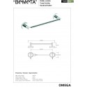 Porte-serviettes mural OMEGA laiton chromé 50,5x5,5x6,5 cm