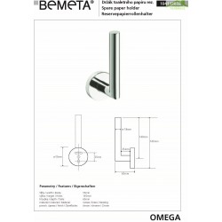 Dérouleur papier toilette de rechange OMEGA en chrome 5,5x16,5x6,5cm
