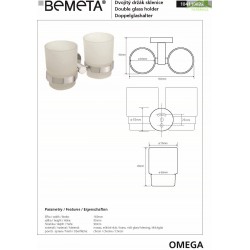 Porte-verre double OMEGA en chrome + 2 verres 16x9,5x10,5cm