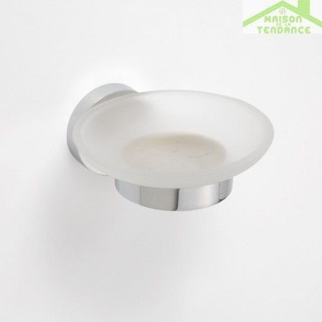 Porte-savon OMEGA en verre et en acier 11x5,5x12,5cm