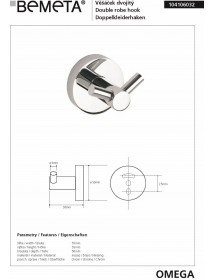Patère à double crochet OMEGA en chrome 5,5x5,5x5cm