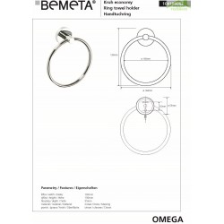 Anneau porte-serviette OMEGA laiton chromé 16x19x5,5cm