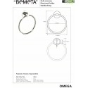 Anneau porte-serviette OMEGA laiton chromé 16x19x5,5cm