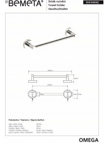 Porte-serviettes OMEGA en chrome 65,5x5,5x6,5cm