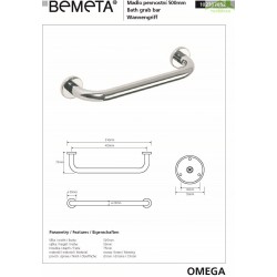 Barre de maintien OMEGA en chrome 50,5x5x7,5cm