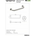 Barre de maintien OMEGA en chrome 35,5x5,5x7,5cm