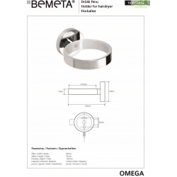 Support sèche-cheveux mural OMEGA laiton chromé 8x5,5x10 cm Support sèche-cheveux mural OMEGA laiton chromé 8x5,5x10 cm