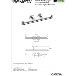Dérouleur double papier toilette OMEGA en chrome 38,5x5,5x8,5cm