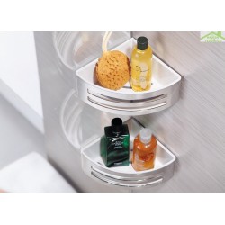Porte-savon d'angle double, panier à deux lucarnes NOVELLINI en métal chromé Porte-savon d'angle double, panier à deux lucarnes NOVELLINI en métal chromé