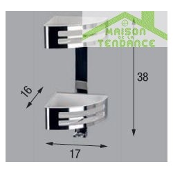 Porte-savon d'angle double, panier à deux lucarnes NOVELLINI en métal chromé Porte-savon d'angle double, panier à deux lucarnes NOVELLINI en métal chromé