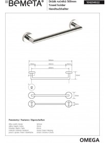 Porte-serviettes OMEGA en chrome 50,5x5,5x6,5cm
