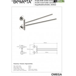 Porte-serviettes Double rotatif OMEGA en chrome 42x16,5x7cm