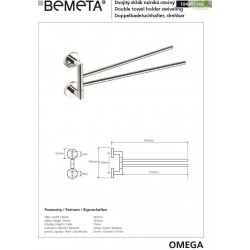 Porte-serviettes double rotatif OMEGA laiton chromé 42x16,5x7cm