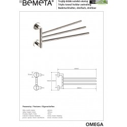 Porte-serviettes triple rotatif OMEGA en chrome 42x19,5x7cm