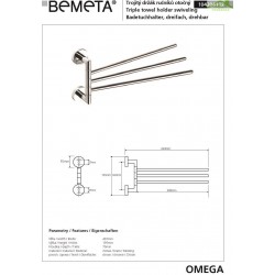 Porte-serviettes triple rotatif OMEGA laiton chromé 42x19,5x7cm