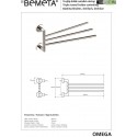 Porte-serviettes triple rotatif OMEGA laiton chromé 42x19,5x7cm