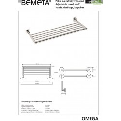 Etagère, tablette porte-serviettes inclinable OMEGA en chrome 65,5x5,5x27cm