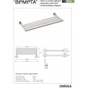 Etagère, tablette porte-serviettes inclinable OMEGA en chrome 65,5x5,5x27cm