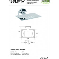 Porte-savon rectangulaire OMEGA en chrome 12,5x5,5x11,5cm