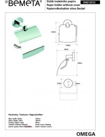 Dérouleur toilettes WC avec cache OMEGA laiton chromé 13,5x18x9 cm