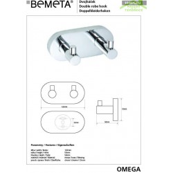 Patère double OMEGA en chrome 12x5,5x5cm