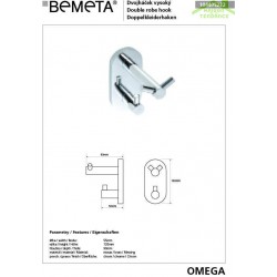 Patère double OMEGA laiton chromé 5,5x12x9 cm