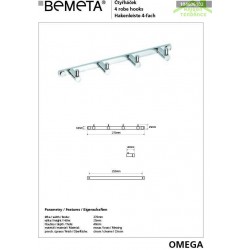 Patère quadruple OMEGA laiton chromé 27x4x2,5 cm