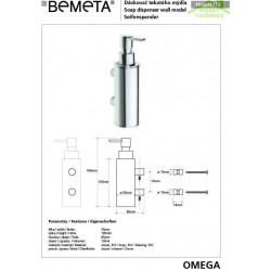 Distributeur de savon OMEGA en chrome 5,5x19,5x8,5 cm / 150 ml
